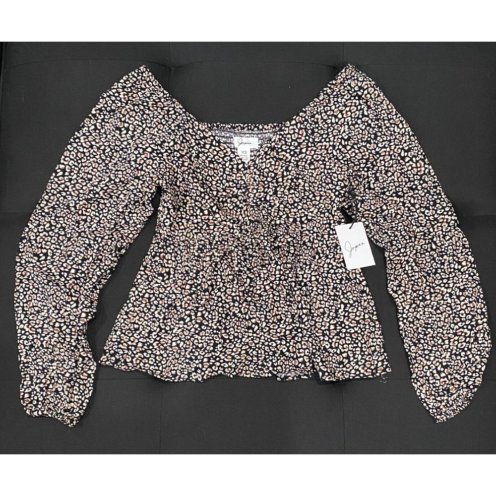 Japna Leopard Shoulder Long Sleeve‎ Blouse XS